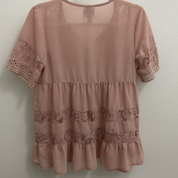 Knox Rose Blush Lace Blouse Size Small Oversized EUC Like New - Picture 3 of 7